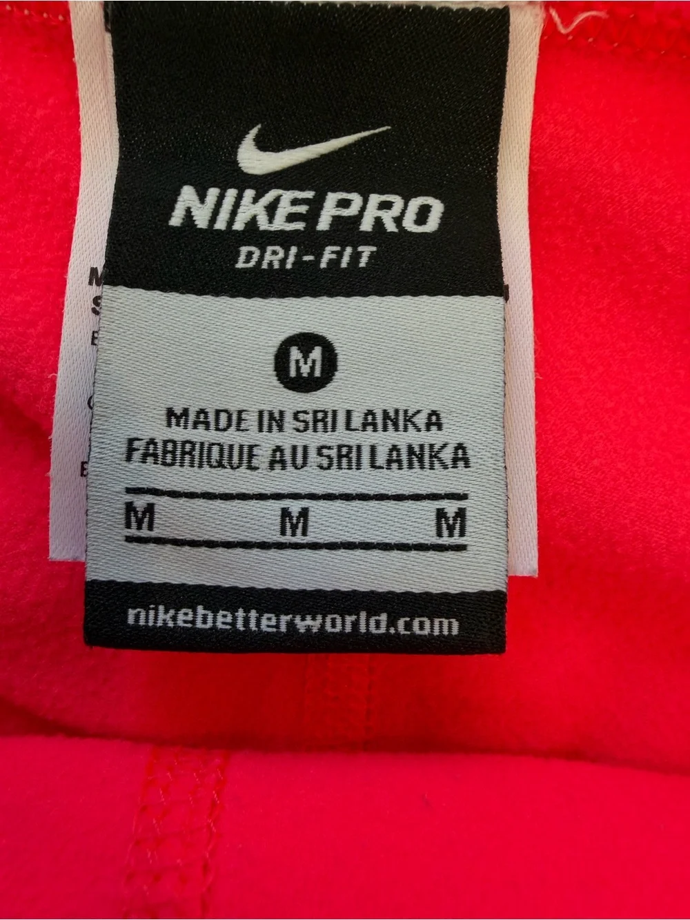Nike Pro Dri-Fit Bright Pink Leggings w/ White 'JUST DO IT' Side Logo - Medium